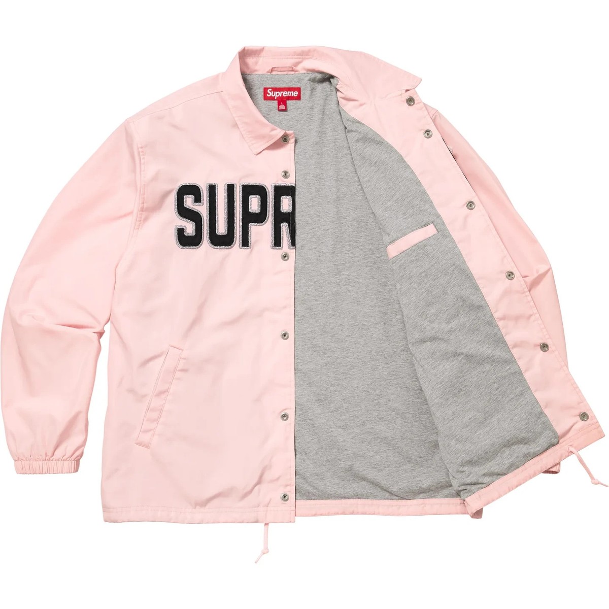 Supreme SS26 Spellout Embroidered Logo Coaches Jacket Pink Size