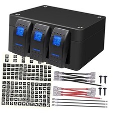 3 Gang Rocker Switch Box Blue LED 12V 24V DC Rocker A Any three combinations