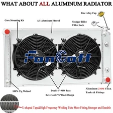 4 Row Aluminum Radiator Shroud Fan For 1977-1992 Cadillac Fleetwood 5.7L AT/MT