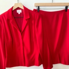Liz Claiborne Red Skirt Suit Set, Size 10
