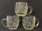 Casa Dimpled Glass Mugs Clear Glass W Handles Heavy 1.5 LBS Each Set 3 Mint