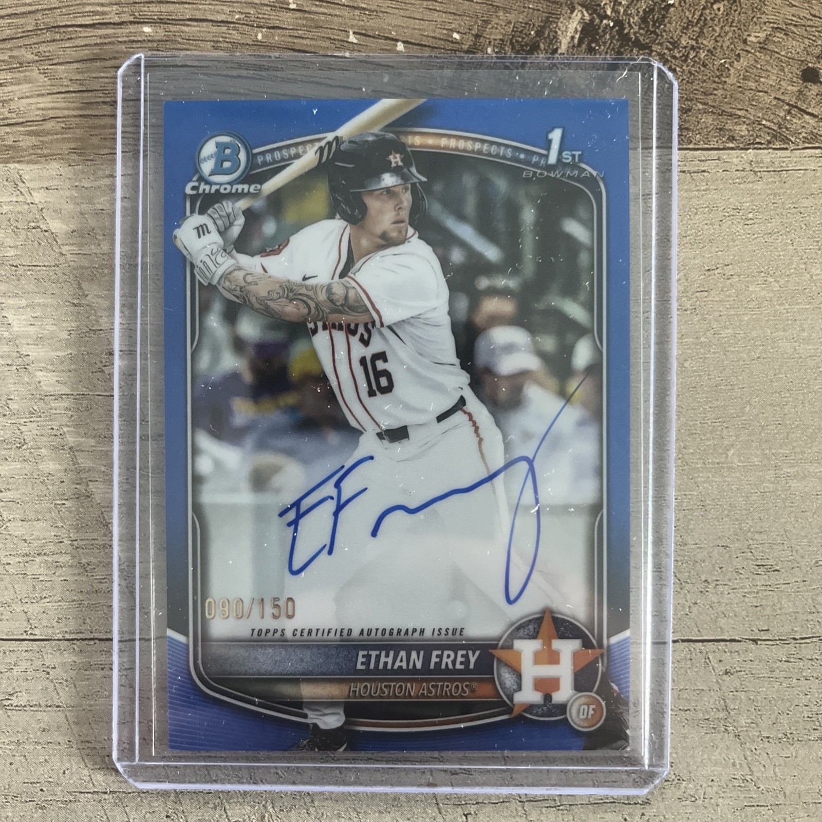 2025 Bowman Draft Ethan Frey Chrome Auto Blue Refractor 1st #/150 Astros