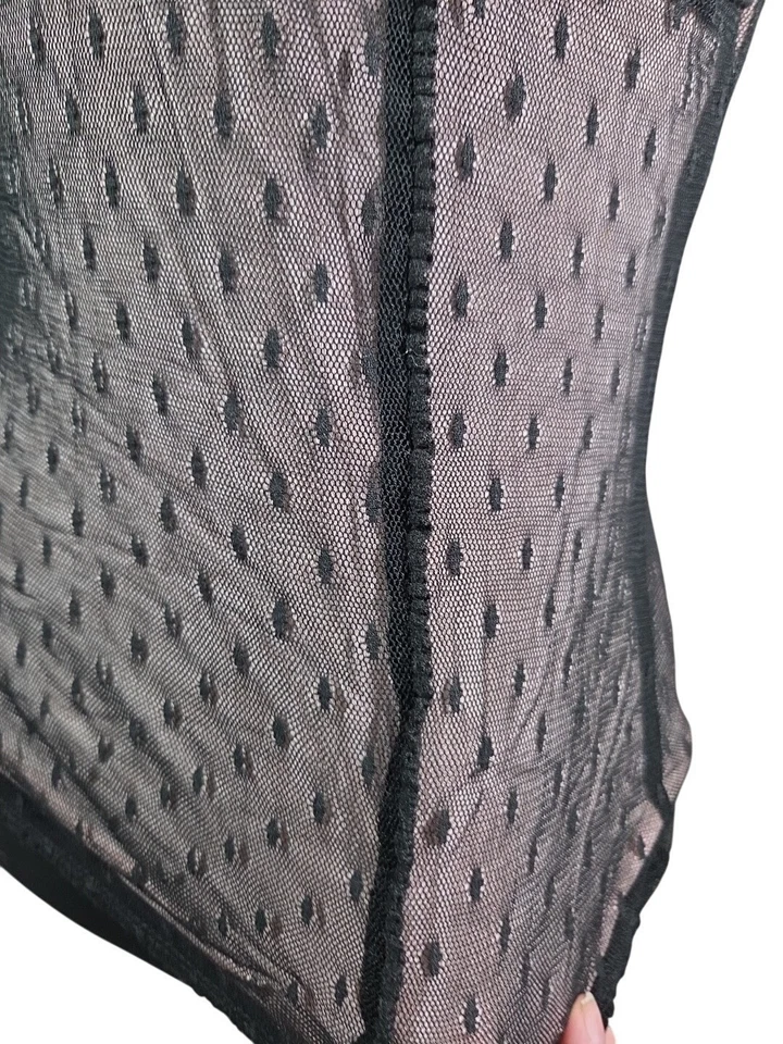 Y2K Access Pink & Black Mesh Lace Overlay Goth Emo Feminine Vamp 90s Rave Sz S - Image 4 of 4