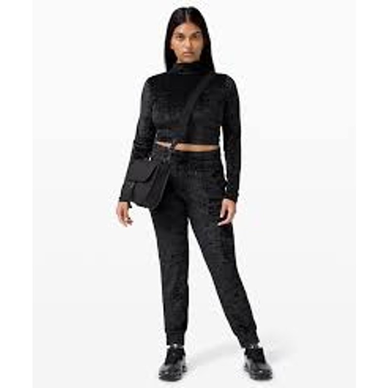 Lululemon Crushed Velvet Align Set Black -Mock Neck, Tank, Joggers Bundle 8/10