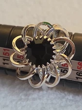 Vtg Sarah Coventry "Black Beauty" (1972) Ring, Cocktail Adjustable Sz 7