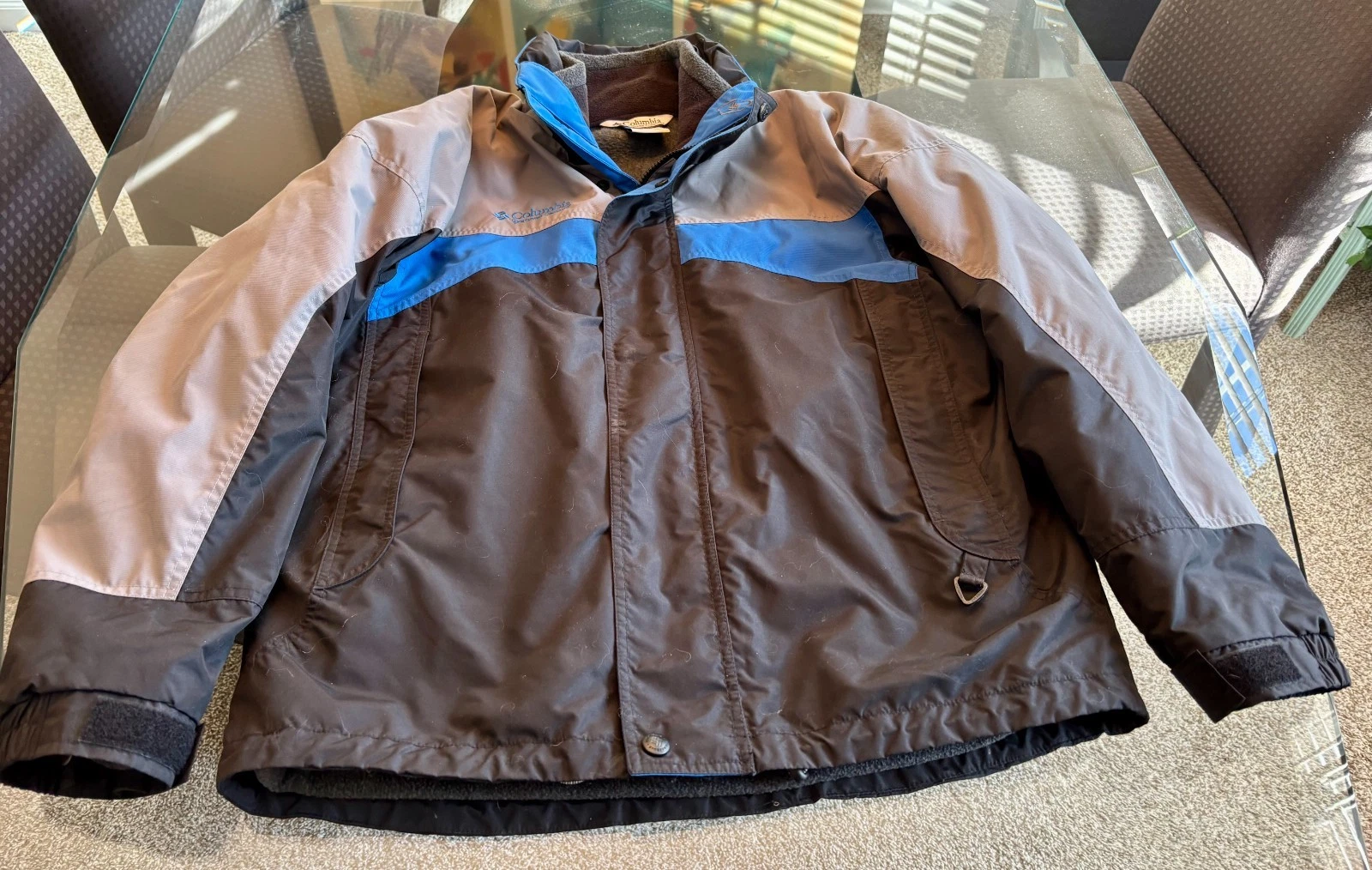 Men's Columbia Sportswear Waterproof Jacket w/Removable Lining-M-Grey/Black/Blue