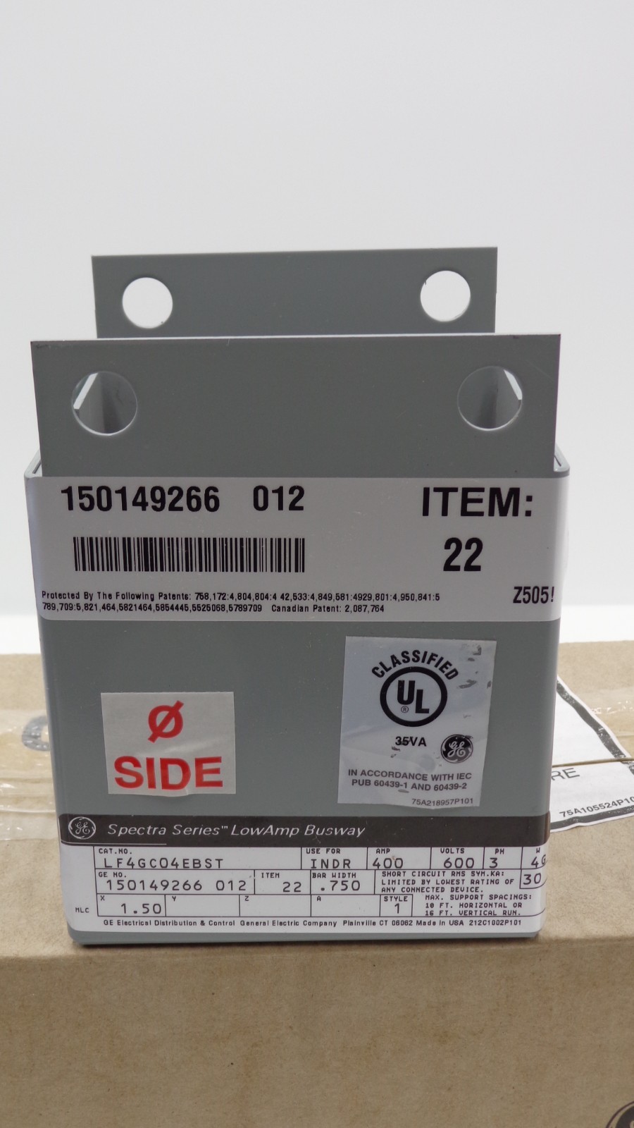 NEW ABB/GE SPECTRA LF4GC04EBST BUSWAY END BOX 400A, 600V, 3 PHASE, 4W, COPPER