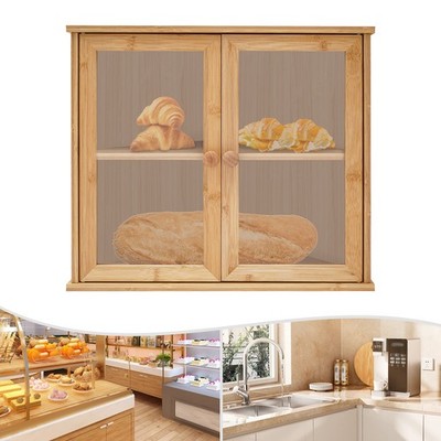 2 Tiers Corner Bread Display Case Box Bread Storage Container Kitchen Countertop
