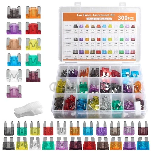 300Pcs Car Blade Fuse Assortment Assorted Kit Blade Set Auto Truck Automotive