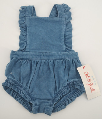 Cat & Jack Baby Denim Ruffle Romper NWT