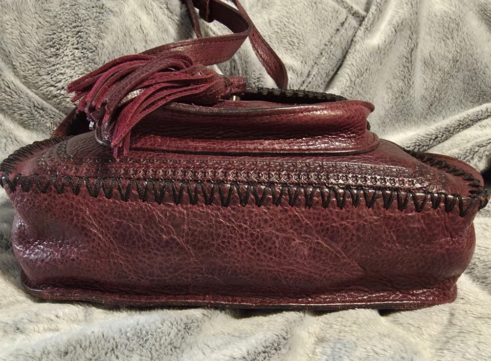 Bolso Bandolera Patricia Nash Cuero Repujado Rojo Cartera Bolso de Mano con Borla Boho Foto 3 de 4