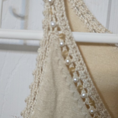 Lauren Ralph Lauren Tank Top Cami Babydoll Y2k Beige Beaded Sequins Sz L Silk Bl - Picture 3 of 11