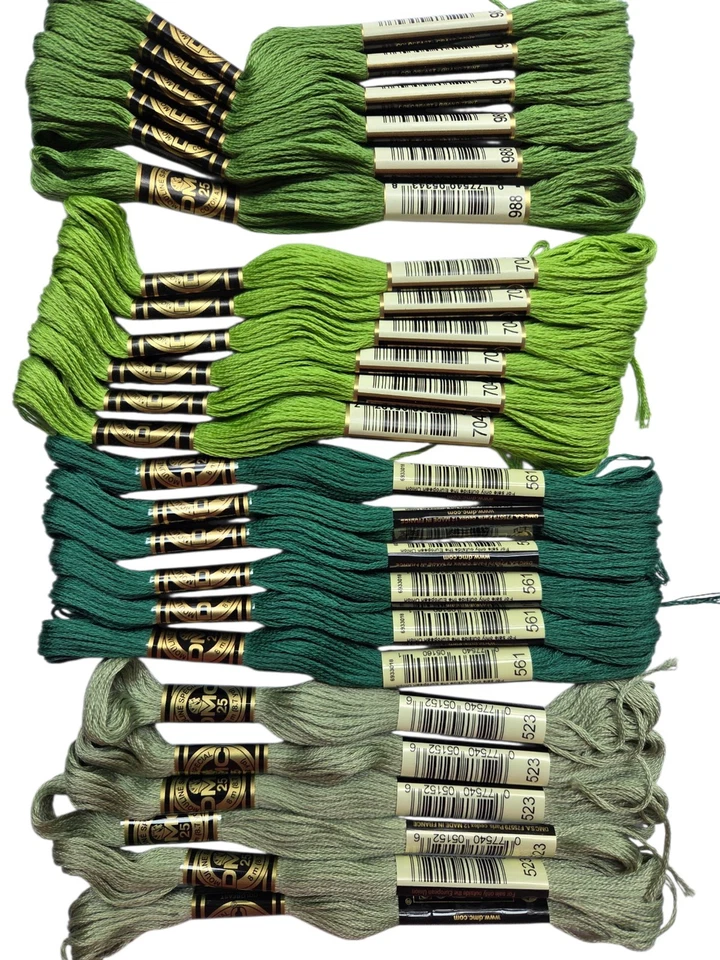 DMC 48 Skeins Mouline Special 25 Thread Assorted Greens Floss Cotton France - Image 3 of 4