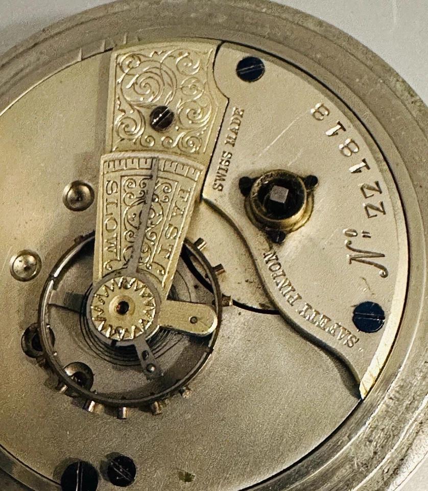 Relógio de bolso masculino antigo sem marca Key-wind cromado muito bom estado fabricado na Suíça - funcionando - Imagem 3 de 4