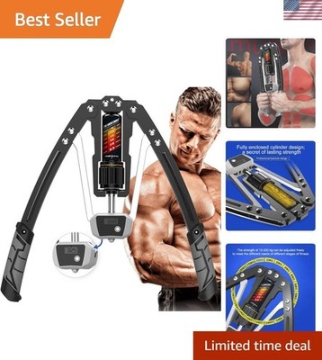 LCD Display Hydraulic Arm Exerciser - Adjustable 440lbs Home Fitness Equipment