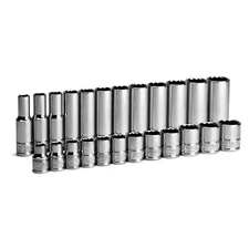 Capri Tools 3/8 in. Drive 12-Point Socket Set, 8-19 mm, Metric, 24-Piece