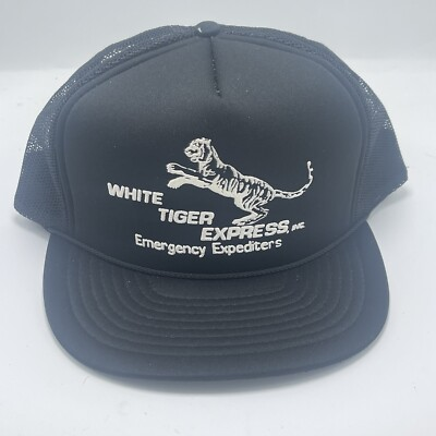#ad #ad VINTAGE Black White Tiger Express INC Emergency Expediters Snap Back Hat $13.62