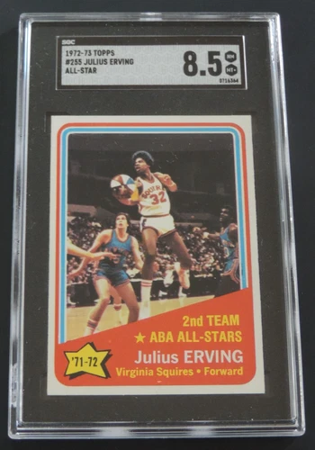 SGC 8.5 1972 TOPPS JULIUS DR. J ERVING ROOKIE ALL-STAR CARD #255 RARE L@@K