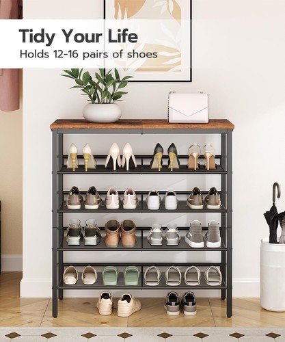 HOOBRO 5-Tier Shoe Rack Storage Shelf Organizer Free Standing Entryway Hallway - Picture 3 of 11