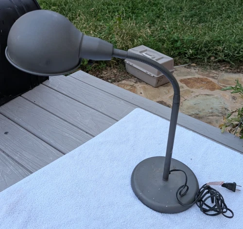 Vintage Gray Desk Lamp Industrial   GREAT SHAPE gooseneck 60s