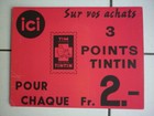 RARE PLV POINTS TINTIN AVEC PIED EN CARTON A L ARRIERE / 35 X 27 CM