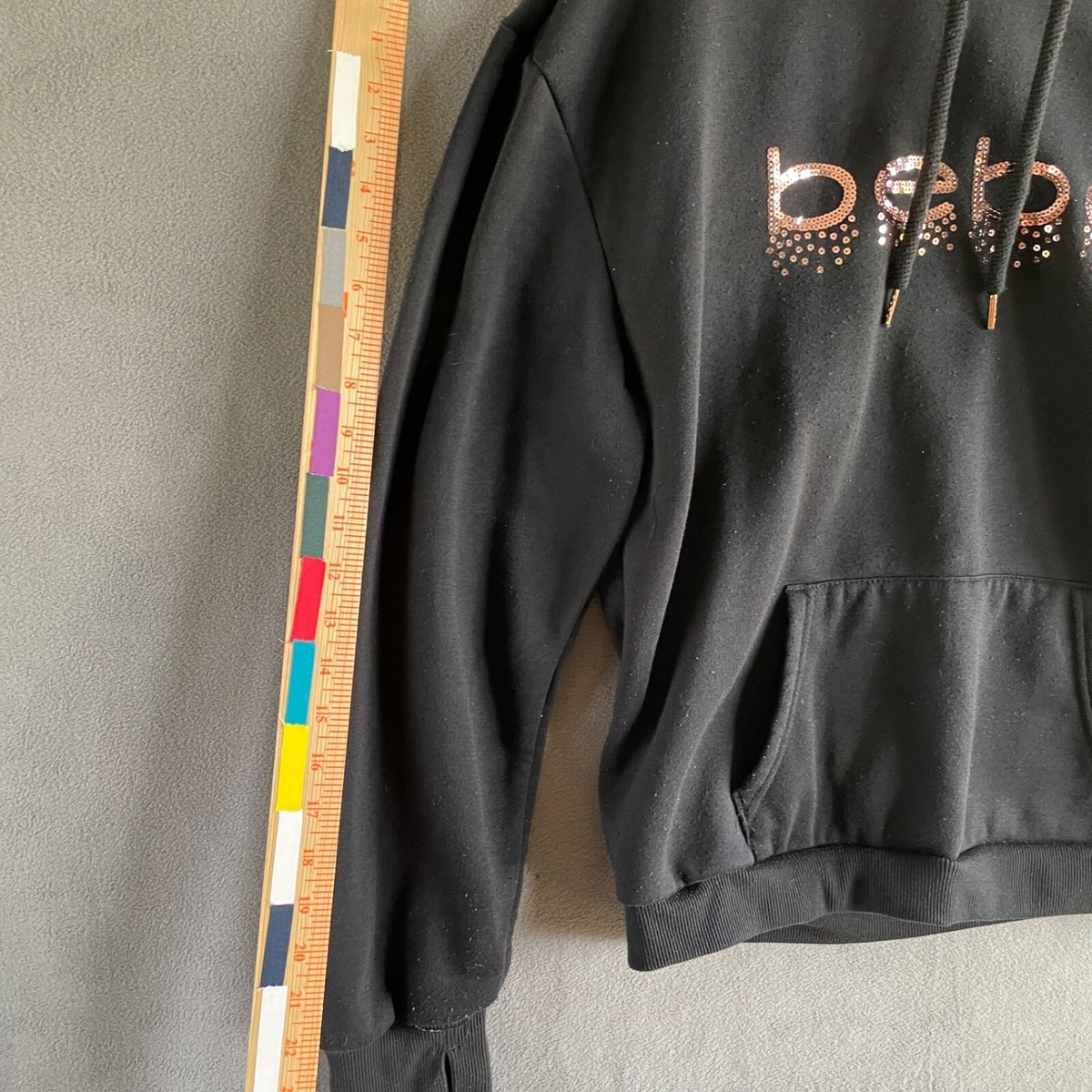 ♡bebe♡ New $69 bebe Black LOGO Sleeve Velvet Velour Zip Up Front Hoodie