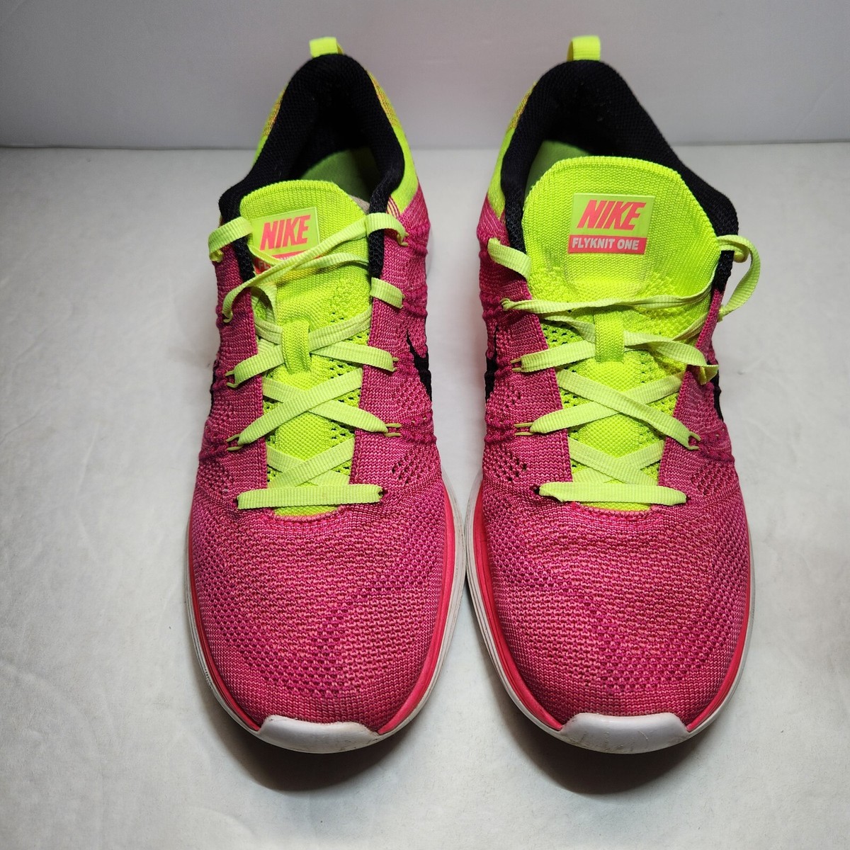 Size Nike Flyknit One Lunarlon Pink W Neon Green Woman's Running  Sneakers