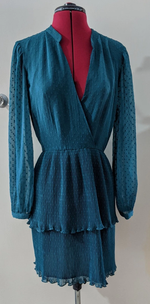 Zara Duck Blue Short Pleated Dotted Mesh Dress Size L RRP £45.99 | eBay