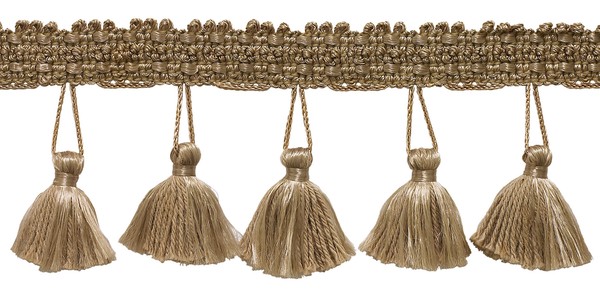 DÉCopro Basic Trim Collection Fransenband Dark Sand Beige Farbe A8 (Meterware)-image