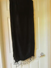 BLACK TASHMENA SCARF! WEAR AS SHAW! FRINGE