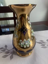 VTG Bohemia Czech High Enamel With 24k Gold And Hand Made Floral Floral 