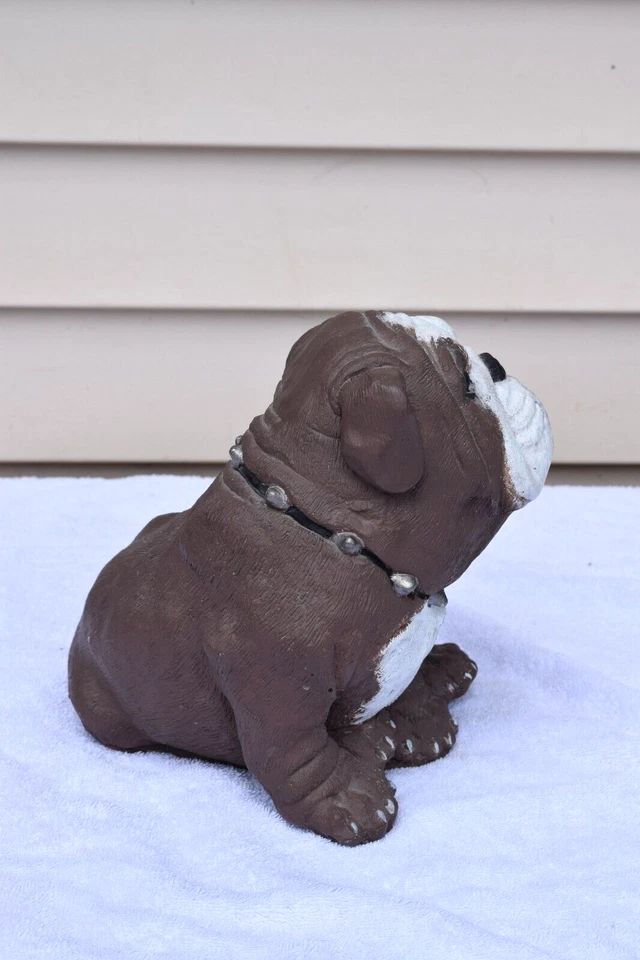 Estatua Bulldog de Hormigón/Cemento Mediados de Siglo Figura Decoración Patio Pintado a Mano De Colección Foto 2 de 4