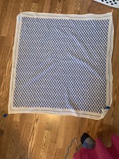 Blue  White Geometric Print Large Square 40" sq Tassled Scarf/small tablecloth