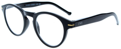 Schwarze Fertiglesebrille FRANKIE in markanter Panto-Form mit Federscharnier