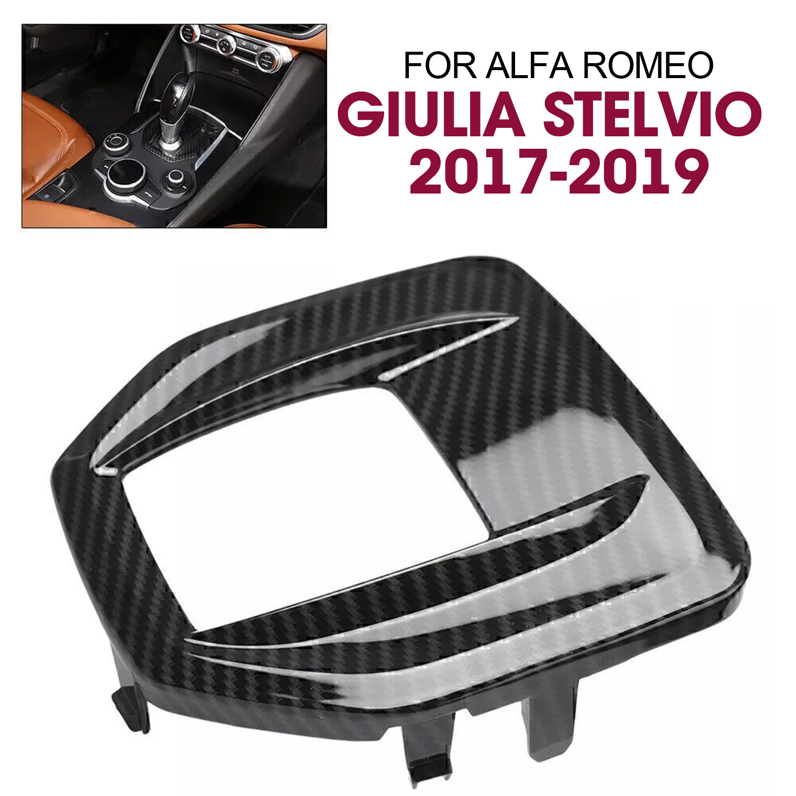 For Alfa Romeo Giulia Stelvio 2017-19 Carbon Fiber Style Gear Shift Panel Cover