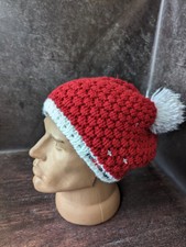 Raiffeisen swissski Red Knit White Beanie Hat Pom Pom