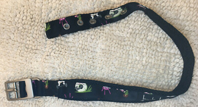 Nicole Miller Dog Collar - 17''-22''  buckle, black nylon, lady chic-Medium /Large