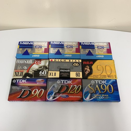 Vintage Blank Cassette Tapes Lot Of 9 All New Memorex RCA TDK Maxell