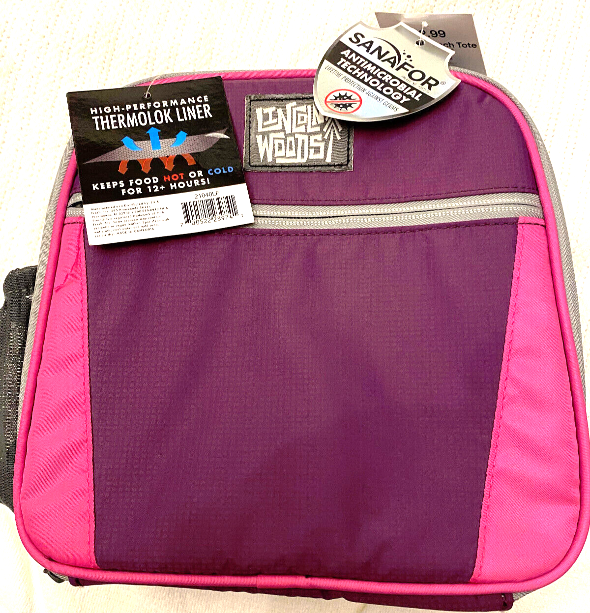Purple/Pink maxwell lunch tote Lincoln Woods, Thermolok Liner, High Performance