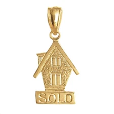 New 14k Gold Sold House Pendant