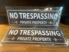 PRIVATE PROPERTY NO TRESPASSING WOOD SIGNS 4x12” W/STICKY TAPE TO MOUNT WITH