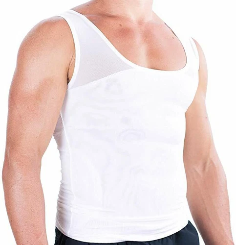 Men Slimming Body Shapewear Gynecomastia Compression Vest Zip Up Shirt Tank Tops - Picture 21 of 24