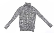 Florence and Fred Womens Black Roll Neck Houndstooth Viscose Blend Jumper Siz