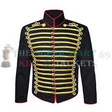 Men's Napoleonic Black Hussar Jacket Military Tunic Pelisse Jimi Hendrix Jackets