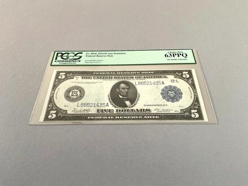 U.S. 5 Dollars Federal Reserve Note FR 891b - San Francisco 1914 PCGS 63 PPQ - Image 2 of 4