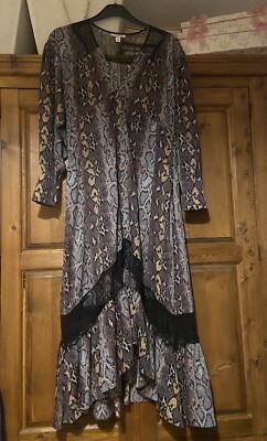 knee length dresses for ladies LULU SNAKE PRINT MIDI DRESS WITH METAL DETAIL – AKIRA main image 1