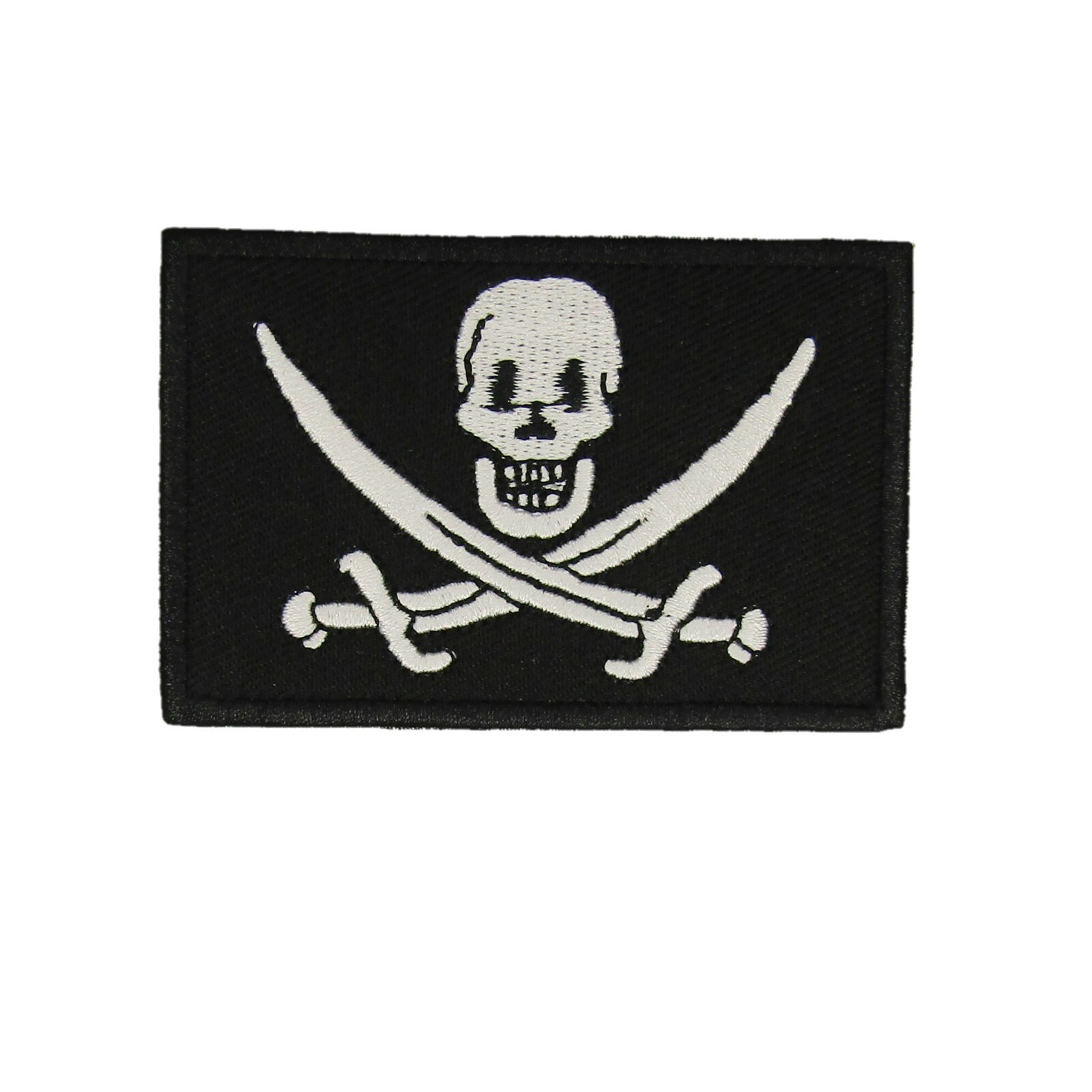 Skull Crossbones Iron On Embroidered Pirate Patch P323 White