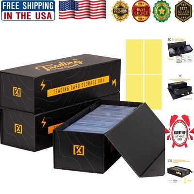 Large Capacity Trading Card Storage Box Set - 3 Magnetic Lid Cases for 800 Cards