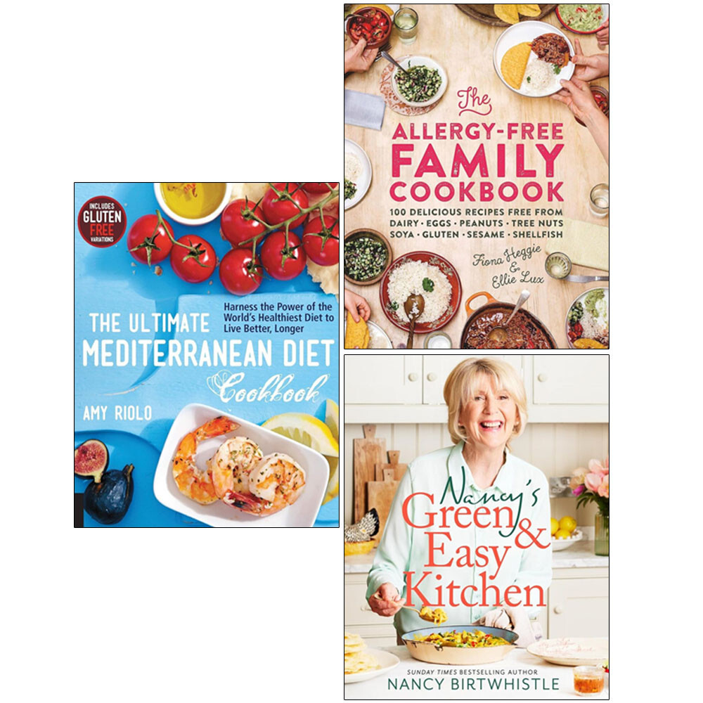 Allergy-Free Family HB,Ultimate Mediterranean Diet,Green Easy Kitchen HB 3 Books