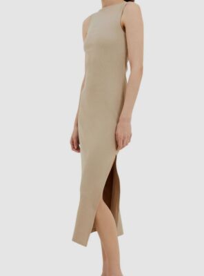 french connection beige dress Aosta Beige Linen Moms Cape Dress – Ladida main image 0